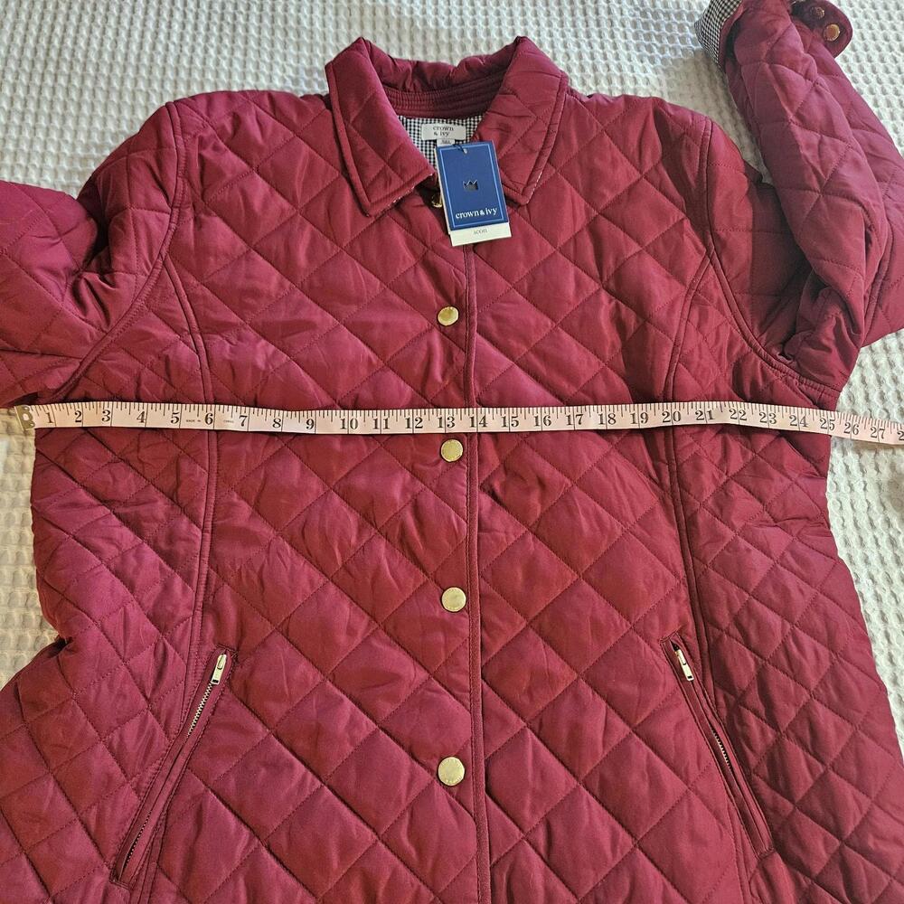 New Crown & Ivy Women's XXL Quilted Barn Jacket Icon Cranberry Crimson NWT - Picture 2 of 12